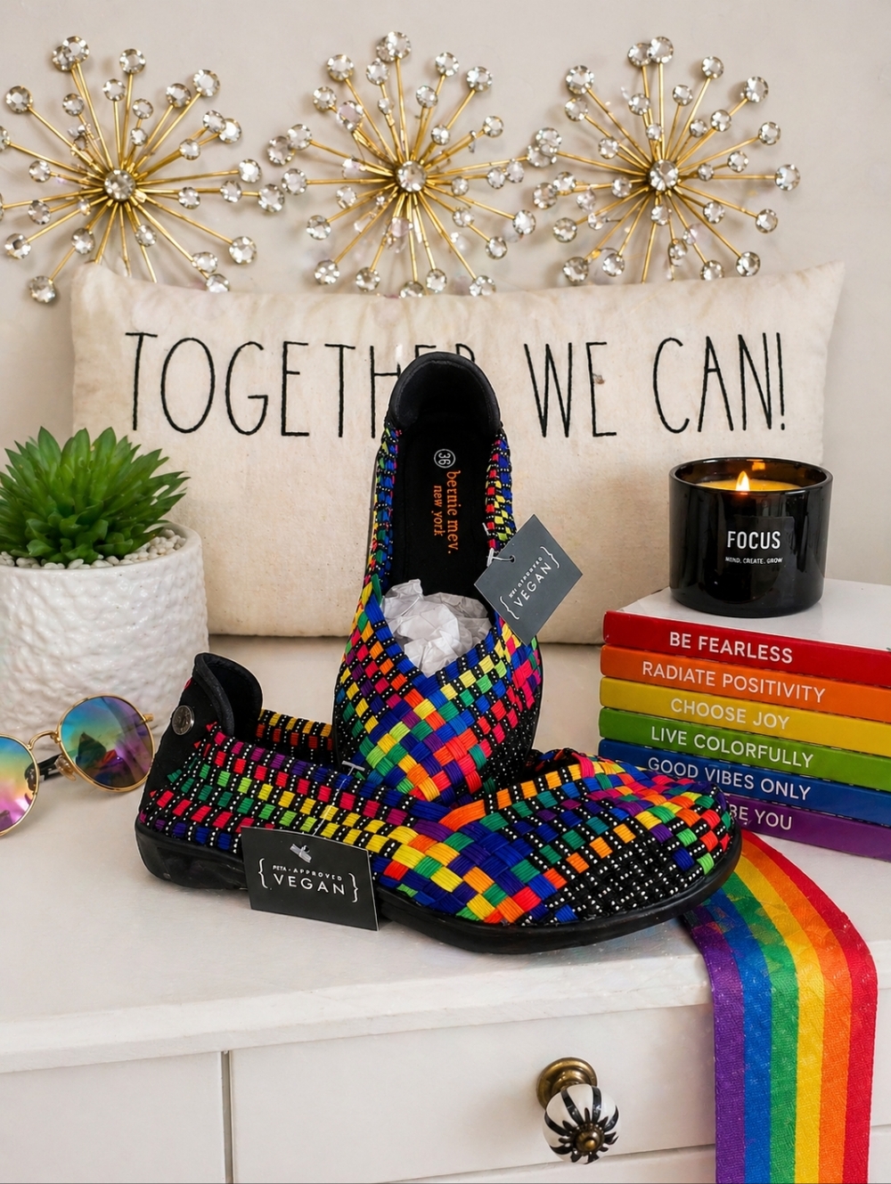 Bernie Mev NY Rainbow Woven Flats EU 36 / US 6 | Colorful Comfort Vegan Shoes